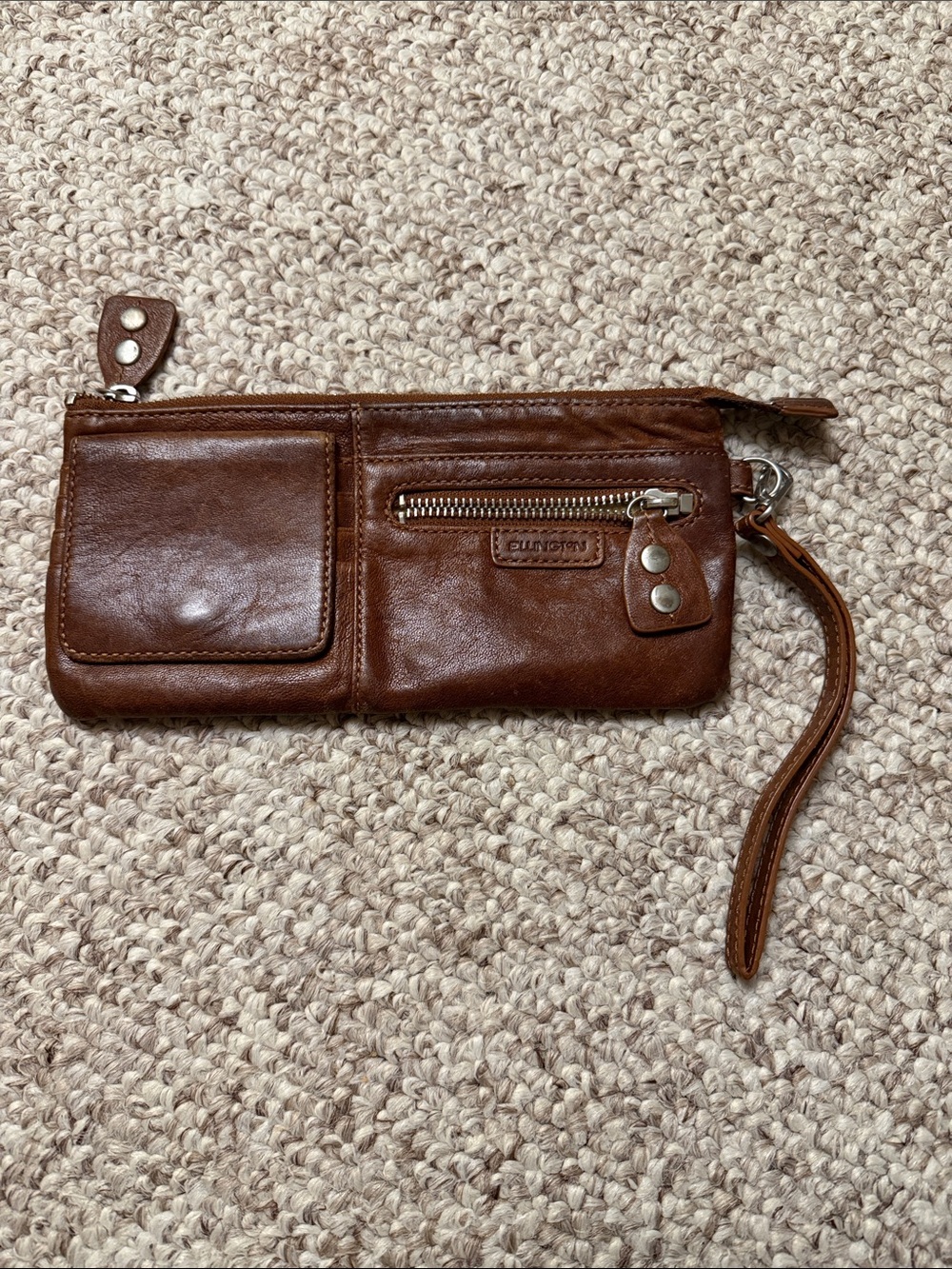 Ellington Brown Leather Wristlet Wallet